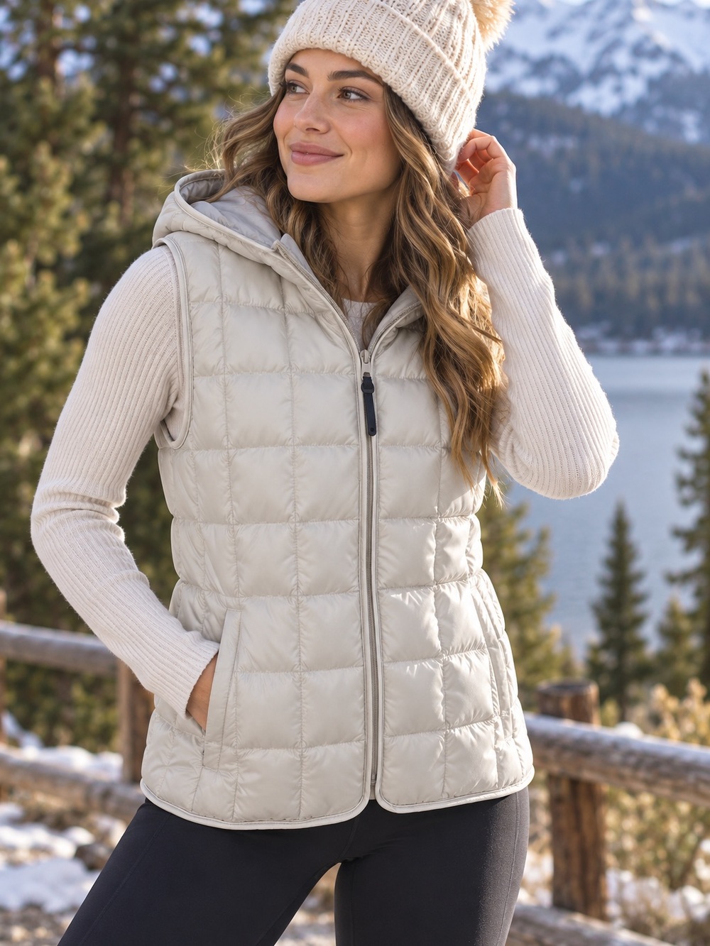 🤍MAKE OFFER🤍 Sperry Cream Ivory Quilted Hooded Puffer Vest Medium